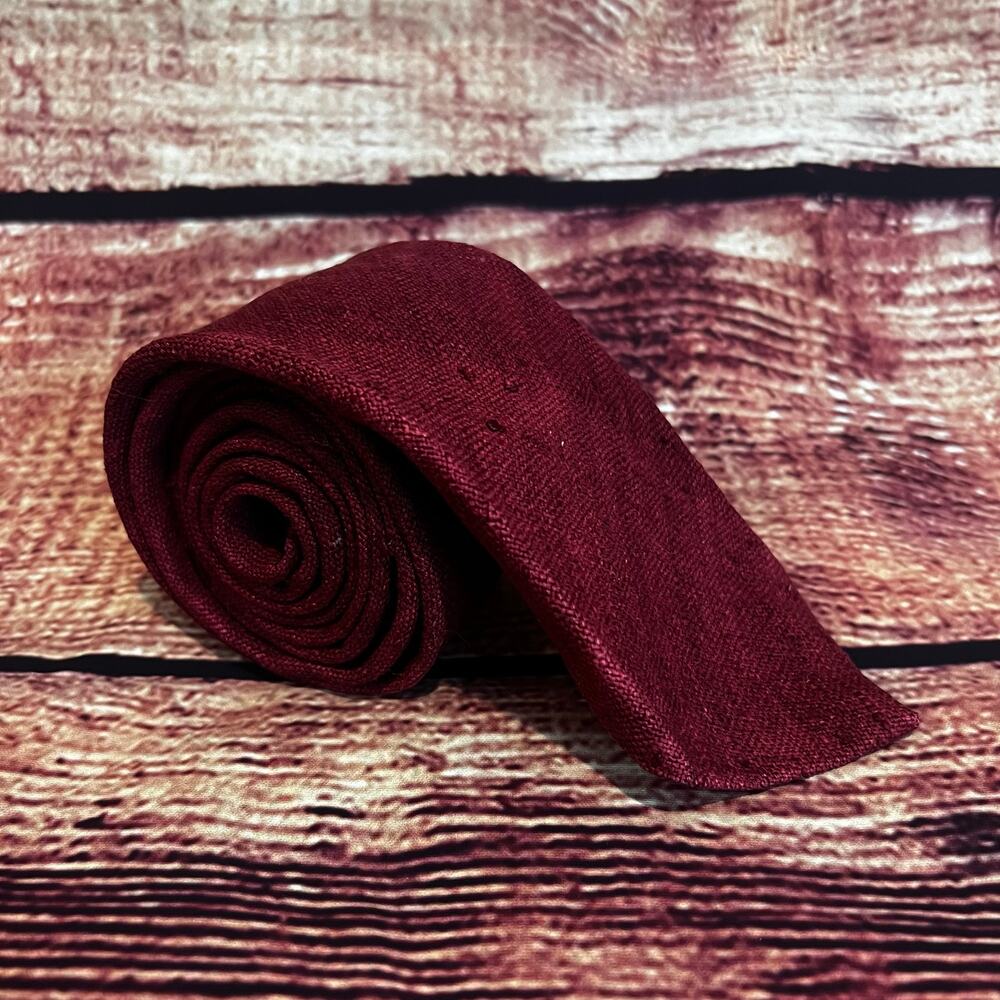 Lands End Charter Collection 100% Hand Sewn Silk Skinny Tie 56x3 Red Wine